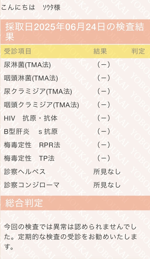 SOUTA(ソウタ) 検査結果🌈