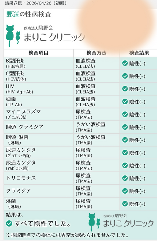 MOMO（モモ） 検査結果