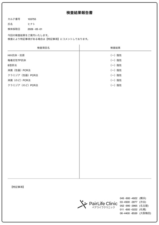 HINATO（ヒナト） 検査オールクリアです🆗