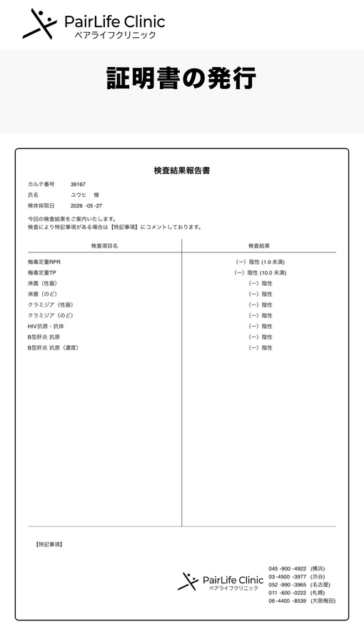 YUHI（ユウヒ） 【6月性病全て陰性】