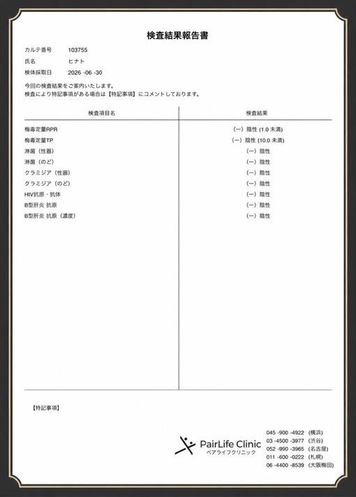 HINATO（ヒナト） 性病検査okだよ👍