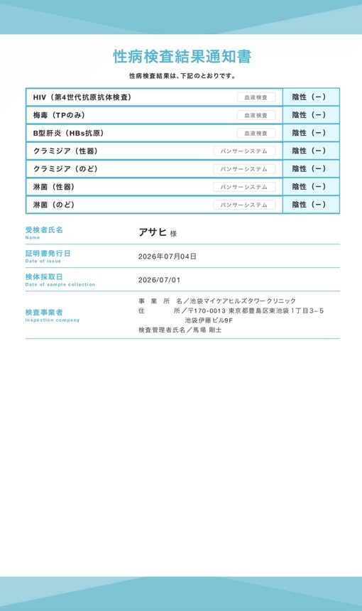 ASAHI（アサヒ） 7月検査結果